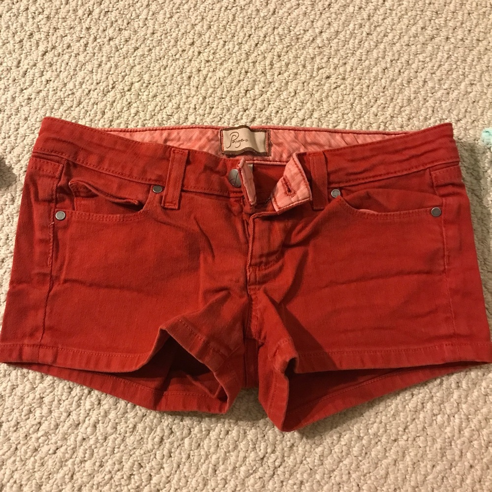Red Paige shorts, size 26
